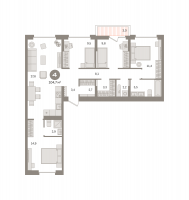 Многокомнатная, квартира, 104.72 м²