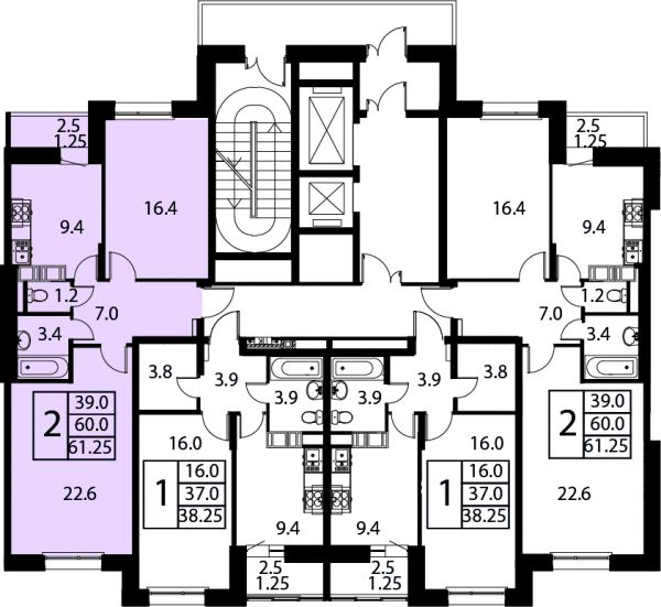 2 комнаты до 61.25