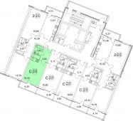 1-комнатная квартира 28.37 м²