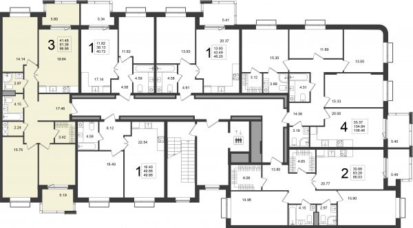 3 комнаты до 96.86