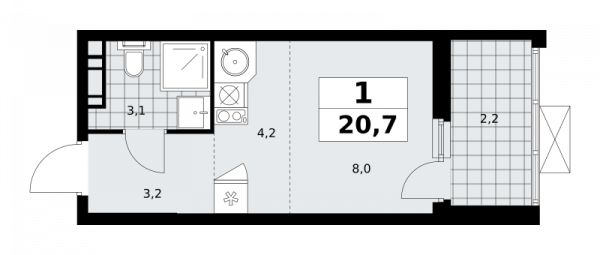 1 комната до 20.7