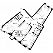 3-комнатная квартира 101,79 м²