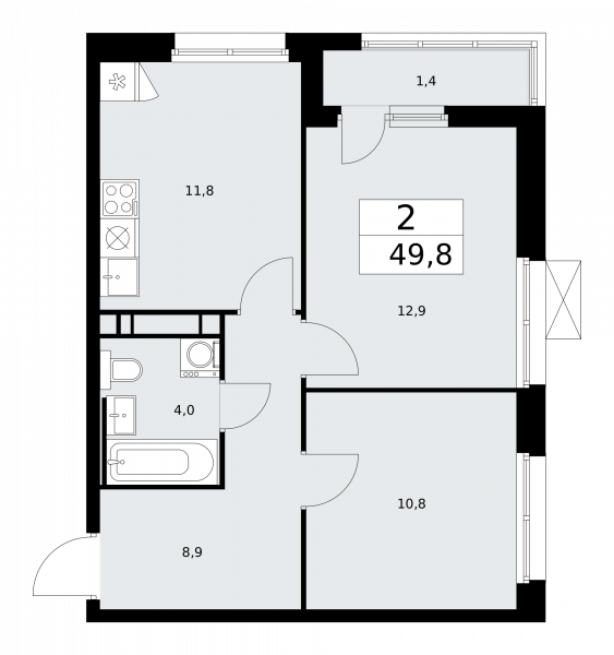 2 комнаты до 49.8
