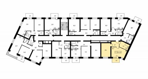 1-комнатная, квартира, 44.4 м²