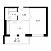 1-комнатная квартира 42,86 м²