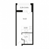 1-комнатная квартира 22,86 м²