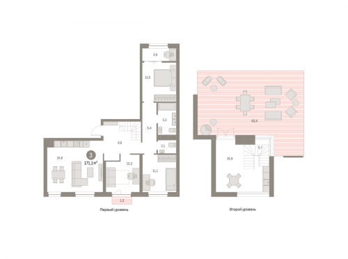 3-комнатная, 171.06 м²