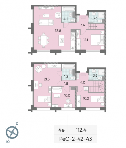 Многокомнатная, 112.4 м²