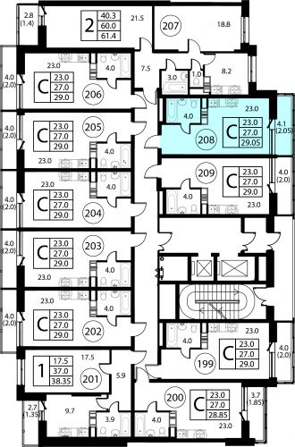Студия, 29.05 м²