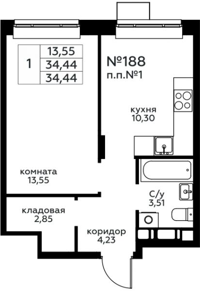 1 комната до 34.44
