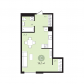 1-комнатная квартира 38 м²