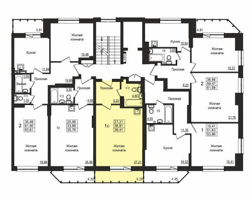 Студия, 36.7 м²