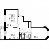 2-комнатная квартира 67,5 м²