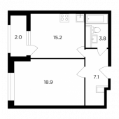 1-комнатная квартира 47 м²