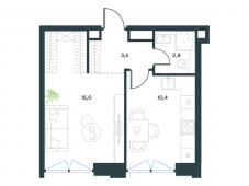 1-комнатная квартира 31,8 м²