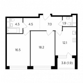 2-комнатная квартира 67,25 м²