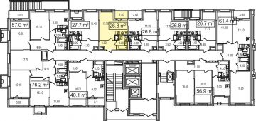 1-комнатная квартира 26,8 м²