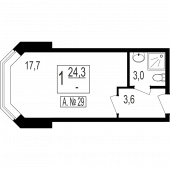 1-комнатная квартира 24,3 м²