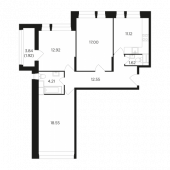 3-комнатная квартира 79,89 м²