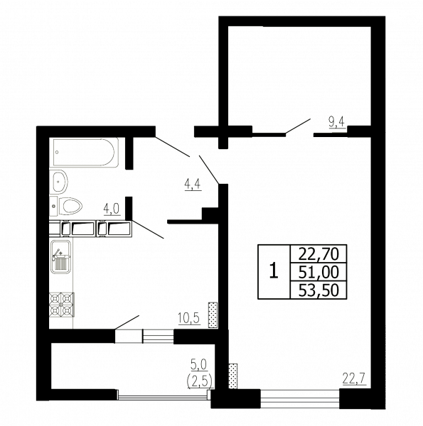 Своб. план., 53.5 м²