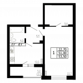 1-комнатная квартира 53,5 м²