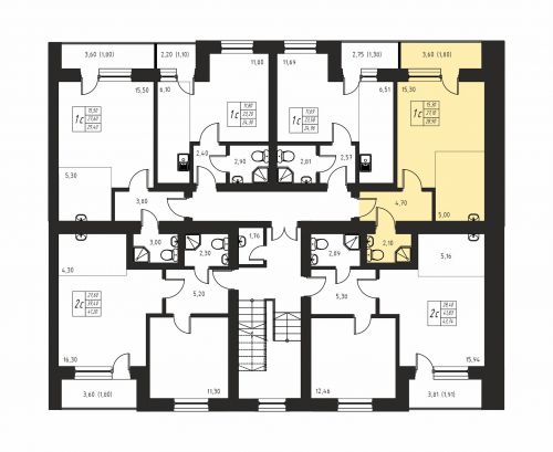 1-комнатная, квартира, 27.1 м²