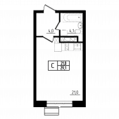 1-комнатная квартира 29,1 м²