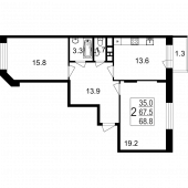 2-комнатная квартира 68,8 м²