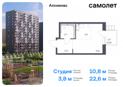 1-комнатная квартира 22,6 м²