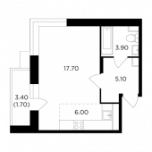 1-комнатная квартира 34,4 м²