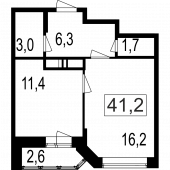 2-комнатная квартира 38,6 м²