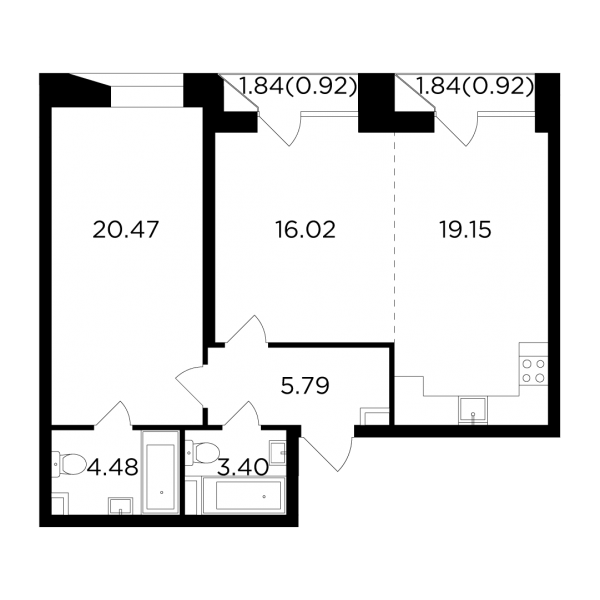 2 комнаты до 71.15