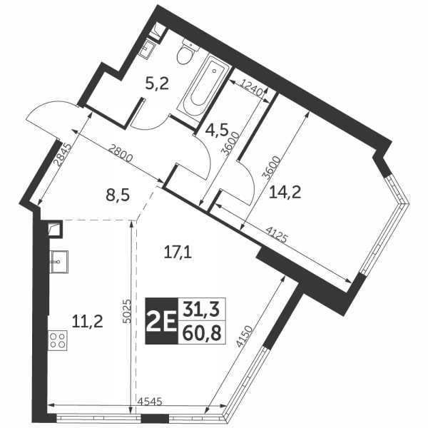 2 комнаты до 60.7
