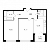 2-комнатная квартира 67,25 м²