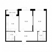 2-комнатная квартира 64,24 м²