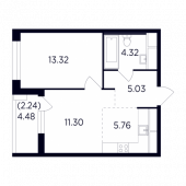 2-комнатная квартира 41,97 м²