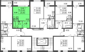 1-комнатная квартира 25,46 м²