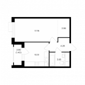 1-комнатная квартира 41,8 м²