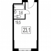 1-комнатная квартира 23,1 м²