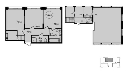 Многокомнатная, 137.9 м²