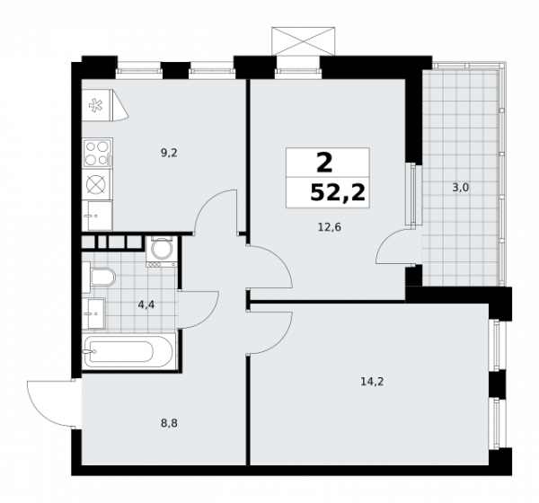 2 комнаты до 52.2
