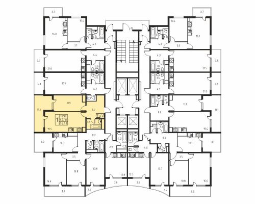 1-комнатная, квартира, 43.1 м²