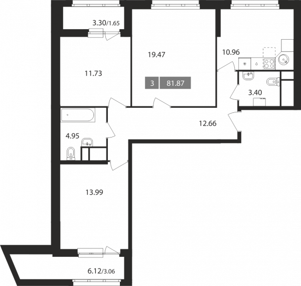 3 комнаты до 81.87