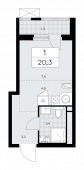 1-комнатная квартира 20,3 м²