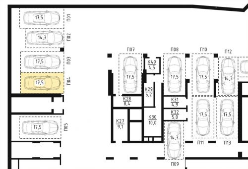 Машиноместа, 17.5 м²