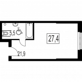 1-комнатная квартира 27,4 м²