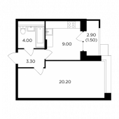 1-комнатная квартира 38 м²