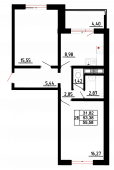 2-комнатная квартира 52,9 м²