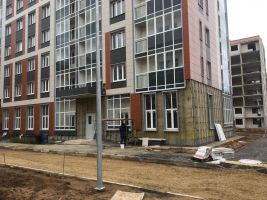 Корпус 26: благоустройство, монтажные работы, фасадные работы