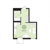 1-комнатная квартира 26,5 м²